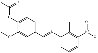 2-methoxy-4-{[(2-methyl-3-nitrophenyl)imino]methyl}phenyl acetate 结构式