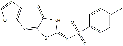 N-[5-(2-furylmethylene)-4-oxo-1,3-thiazolidin-2-ylidene]-4-methylbenzenesulfonamide 结构式