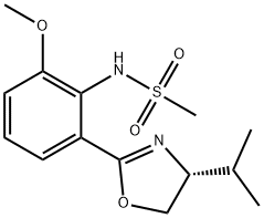 (R)-N-(2-(4-isopropyl-4,5-dihydrooxazol-2-yl)-6-methoxyphenyl)methanesulfonamide 结构式