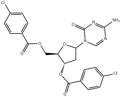 4-氨基-1-[3,5-双-O-(4-氯苯甲酰基)-2-脱氧-D-赤型-呋喃戊糖基]-1,3,5-三嗪-2(1H)-酮 结构式