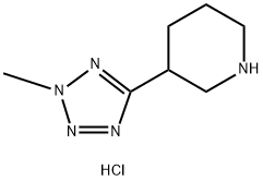 3-(2-methyl-2H-1,2,3,4-tetrazol-5-yl)piperidine hydrochloride 结构式