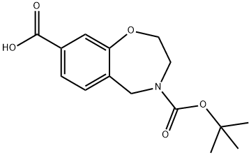 4-[(tert-butoxy)carbonyl]-2,3,4,5-tetrahydro-1,4-benzoxazepine-8-carboxylic acid 结构式