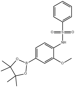N-(2-methoxy-4-(4,4,5,5-tetramethyl-1,3,2-dioxaborolan-2-yl)phenyl)benzenesulfonamide 结构式