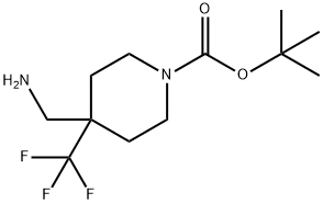 4-(氨基甲基)-4-(三氟甲基)哌啶-1-羧酸叔丁酯 结构式