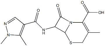 7-{[(1,5-dimethyl-1H-pyrazol-4-yl)carbonyl]amino}-3-methyl-8-oxo-5-thia-1-azabicyclo[4.2.0]oct-2-ene-2-carboxylic acid 结构式