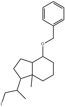 4-Benzyloxy-1-(2-iodo-1-methyl-ethyl)-7a-methyl-octahydro-indene 结构式