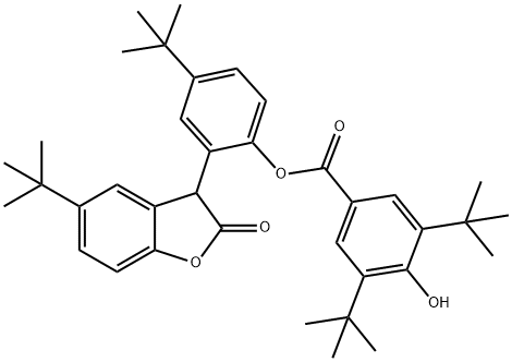 4-tert-butyl-2-(5-tert-butyl-2-oxo-2,3-dihydro-1-benzofuran-3-yl)phenyl 3,5-di-tert-butyl-4-hydroxybenzoate 结构式