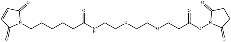 (2,5-Dioxopyrrolidin-1-yl) 3-[2-[2-[6-(2,5-dioxopyrrol-1-yl)hexanoylamino]ethoxy]ethoxy]propanoate 结构式