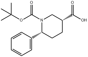 1,3-Piperidinedicarboxylic acid, 6-phenyl-, 1-(1,1-dimethylethyl) ester, (3R,6R)- 结构式