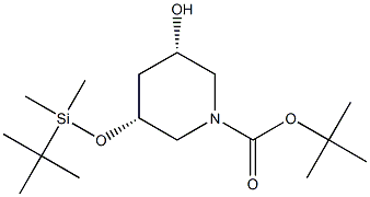 tert-butyl (3R,5S)-3-((tert-butyldimethylsilyl)oxy)-5-hydroxypiperidine-1-carboxylate 结构式