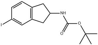 (5-碘-2,3-二氢-1H-茚-2-基)氨基甲酸叔丁酯 结构式