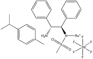 [(1R,2R)-2-氨基-1,2-二苯基乙基(甲磺酰胺基)](对伞花烃)钌(II)六氟锑酸盐 结构式