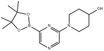 6-(4-HYDROXYPIPERIDIN-1-YL)PYRAZINE-2-BORONIC ACID PINACOL ESTER 结构式