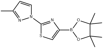 2-(3-methyl-1H-pyrazol-1-yl)-4-(4,4,5,5-tetramethyl-1,3,2-dioxaborolan-2-yl)thiazole 结构式