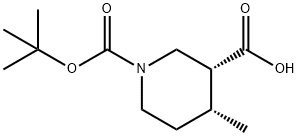 (3R,4R)-1-(叔丁氧羰基)-4-甲基哌啶-3-羧酸 结构式