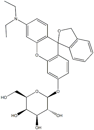 6'-(Diethylamino)spiro[isobenzofuran-1(3H),9'-[9H]xanthen]-3'-yl b-D-galactopyranoside 结构式