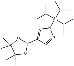 tri(propan-2-yl)-[4-(4,4,5,5-tetramethyl-1,3,2-dioxaborolan-2-yl)pyrazol-1-yl]silane 结构式