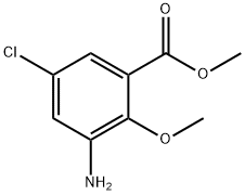 3-氨基-5-氯-2-甲氧基苯甲酸甲酯 结构式
