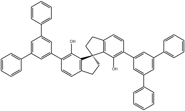 (R)-2,2',3,3'-四氢-6,6'-双([1,1':3',1''-三联苯]-5'-基)-1,1'-螺二[1H-茚]-7,7'-二醇 结构式