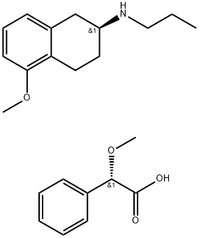 (S)-1,2,3,4-tetrahydro-5-methoxy-N-propyl-naphthalen-2-ammonium (S)-2-methoxy-2-phenylacetate 结构式