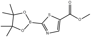2-(4,4,5,5-四甲基-1,3,2-二氧硼烷-2-基)噻唑-5-羧酸甲酯 结构式