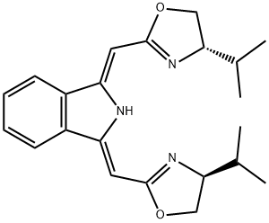 (1Z,3Z)-1,3-双[[(4S)-4,5-二氢-4-异丙基-2-恶唑基]亚甲基]-2,3-二氢-1H-异吲哚 结构式