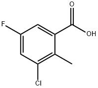 3-chloro-5-fluoro-2-methylbenzoic acid 结构式