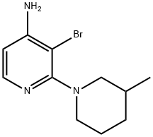 3-BROMO-2-(3-METHYLPIPERIDIN-1-YL)PYRIDIN-4-AMINE 结构式