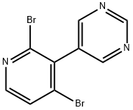 2,4-Dibromo-3-(5-pyrimidyl)pyridine 结构式