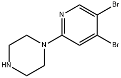 3,4-Dibromo-6-(piperazin-1-yl)pyridine 结构式