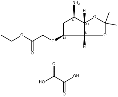 2-(((3AR,4S,6R,6AS)-6-氨基-2,2-二甲基四氢-3AH-环戊二烯并[D][1,3]二氧杂环戊烯-4-基)氧基)乙酸酯草酸盐 结构式