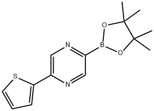 2-(4,4,5,5-tetramethyl-1,3,2-dioxaborolan-2-yl)-5-(thiophen-2-yl)pyrazine 结构式