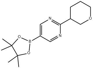 2-(3-Tetrahydropyranyl)pyrimidine-5-boronic acid pinacol ester 结构式