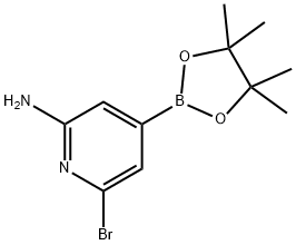 6-bromo-4-(4,4,5,5-tetramethyl-1,3,2-dioxaborolan-2-yl)pyridin-2-amine 结构式