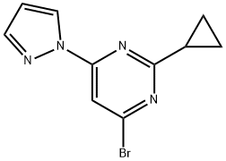 4-Bromo-2-cyclopropyl-6-(1H-pyrazol-1-yl)pyrimidine 结构式