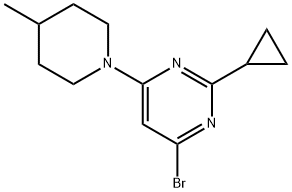 4-Bromo-2-cyclopropyl-6-(4-methylpiperidin-1-yl)pyrimidine 结构式