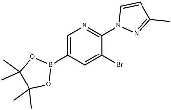 5-Bromo-6-(3-methyl-1H-pyrazol-1-yl)pyridine-3-boronic acid pinacol ester 结构式