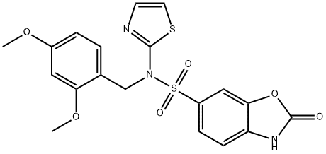 N-(2,4-dimethoxybenzyl)-2-oxo-N-(thiazol-2-yl)-2,3-dihydrobenzo[d]oxazole-6-sulfonamide 结构式