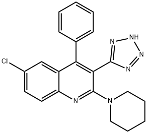 6-Chloro-4-phenyl-2-(1-piperidinyl)-3-(2H-tetrazol-5-yl)quinoline 结构式