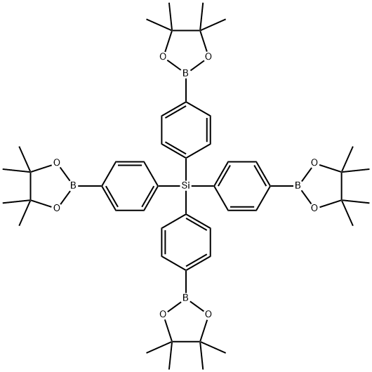 四(4-(4,4,5,5-四甲基-1,3,2-二氧杂环戊环-2-基)苯基)硅烷 结构式
