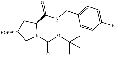 tert-butyl (2S,4R)-2-((4-bromobenzyl)carbamoyl)-4-hydroxypyrrolidine-1-carboxylate 结构式