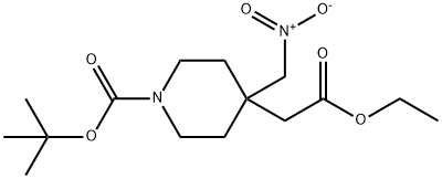 TERT-BUTYL 4-(2-ETHOXY-2-OXOETHYL)-4-(NITROMETHYL)PIPERIDINE-1-CARBOXYLATE 结构式