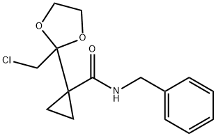 N-苄基1-(2-(氯甲基)-1,3-二氧戊环-2-基)环丙烷-1-甲酰胺 结构式