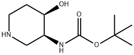 N-[(3S,4R)-4-羟基哌啶-3-基]氨基甲酸叔丁酯 结构式