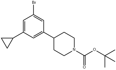 3-Cyclopropyl-5-(N-Boc-piperidin-4-yl)bromobenzene 结构式