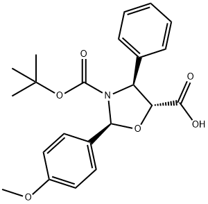 (2S,4S,5R)-3-BOC-2-(4-甲氧基苯基)-4-苯基噁唑烷-5-甲酸 结构式