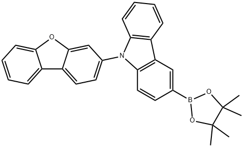 9-(二苯并[B,D]呋喃-3-基)-3-(4,4,5,5-四甲基-1,3,2-二氧杂硼烷-2-基)-9H-咔唑 结构式