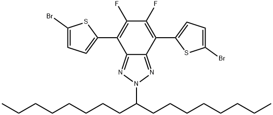 4,7-双(5-溴-2-噻吩基)-5,6-二氟-2-(9-十七烷基)-2H-苯并[D][1,2,3]-三氮唑 结构式