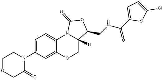 5-chloro-N-(((3S,3aS)-1-oxo-7-(3-oxomorpholino)-1,3,3a,4-tetrahydrobenzo[b]oxazolo[3,4-d][1,4]oxazin-3-yl)methyl)thiophene-2-carboxamide 结构式