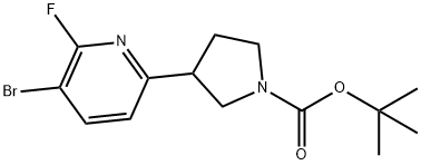 3-Bromo-2-fluoro-6-(N-Boc-pyrrolidin-3-yl)pyridine 结构式